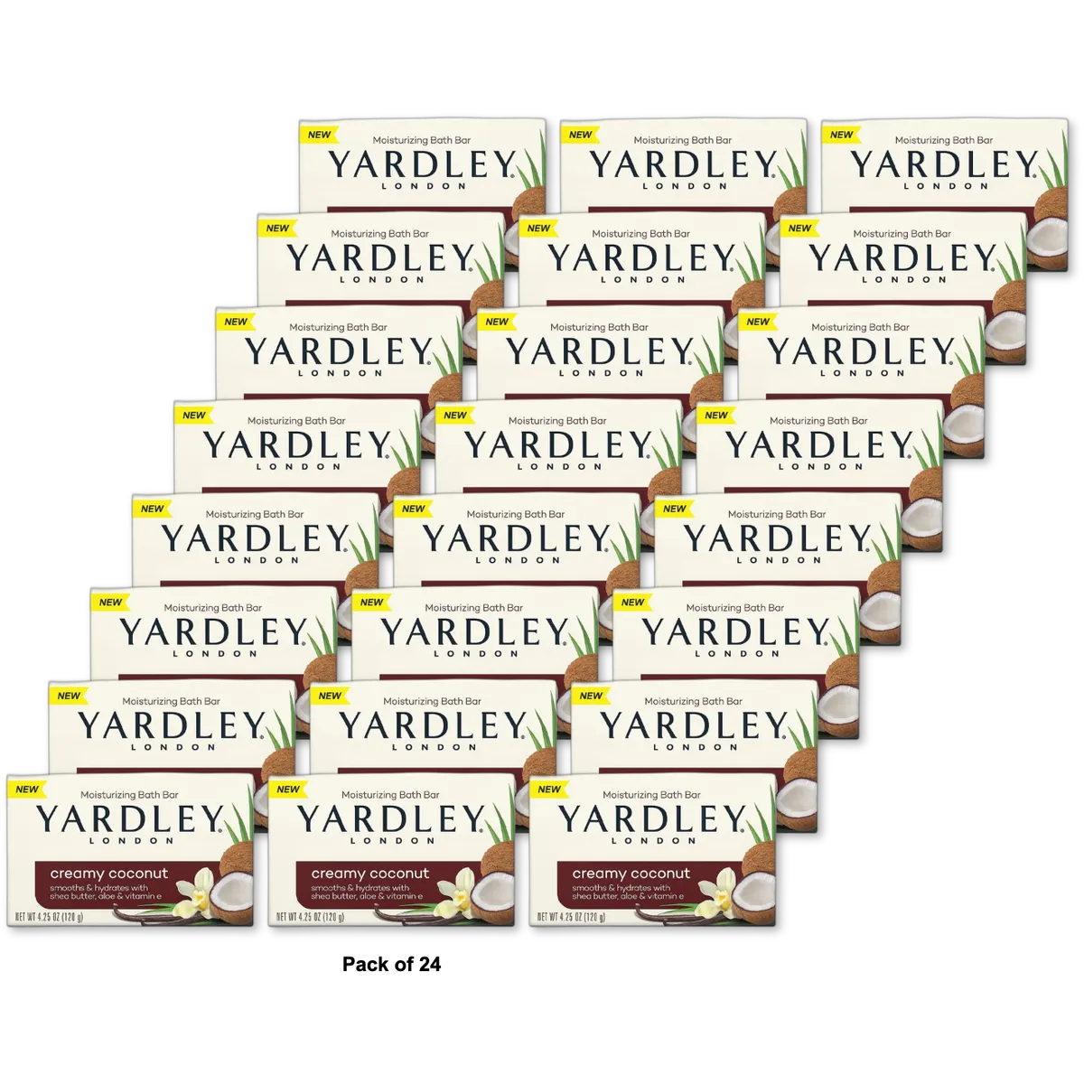 Yardley London Creamy Coconut Moisturizing Bath Bar 4.25Oz (Pack of 24)