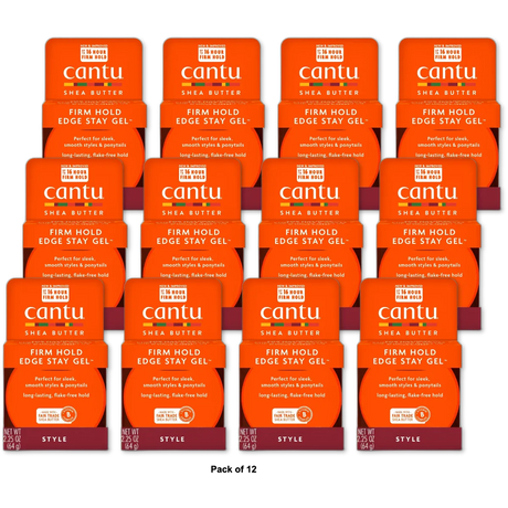 Cantu Shea Butter Extra Hold Edge Stay Gel for Natural Hair 2.25Oz (Pack of 12)