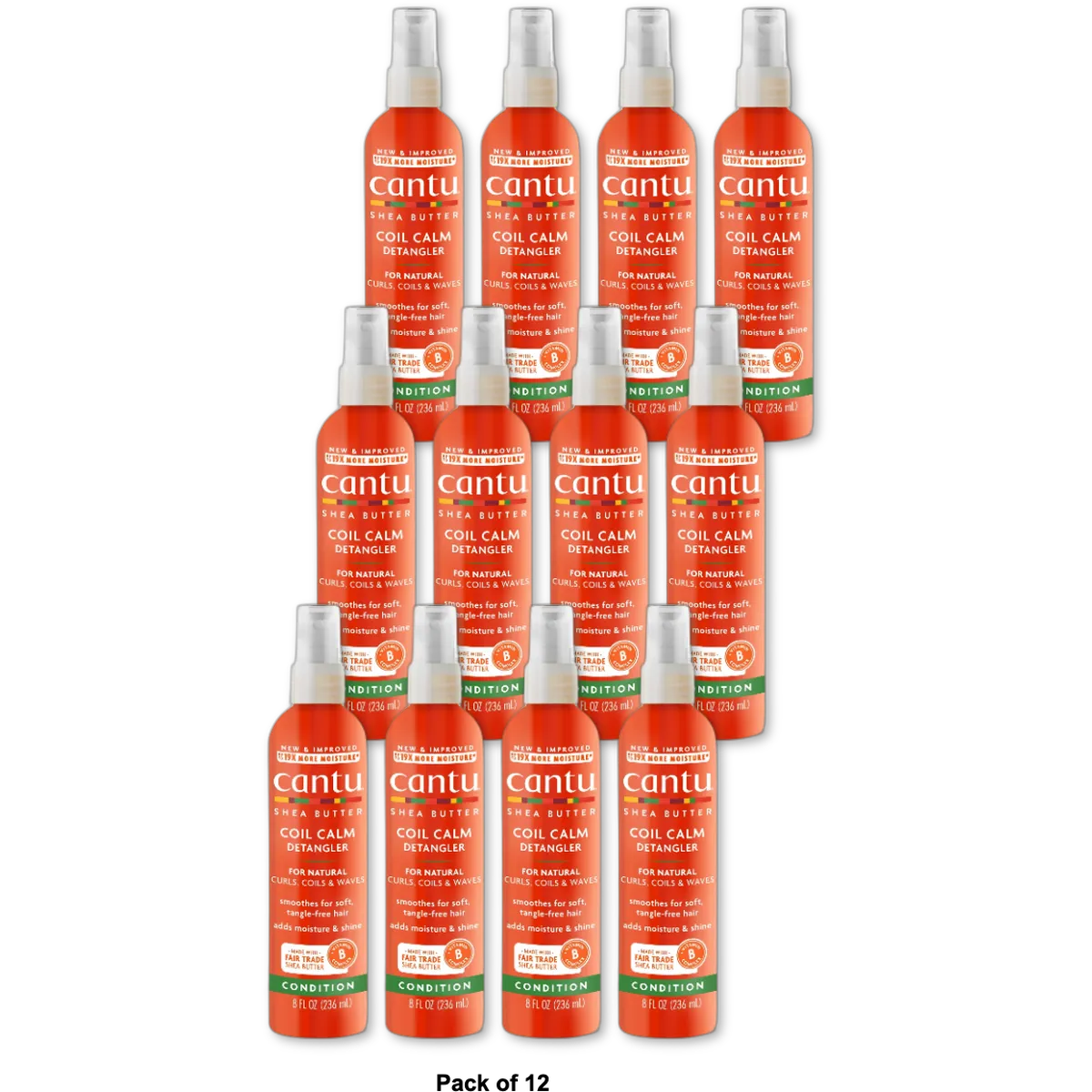 Cantu Shea Butter for Natural Hair Coil Calm Detangler Spray 8Oz (Pack of 12)