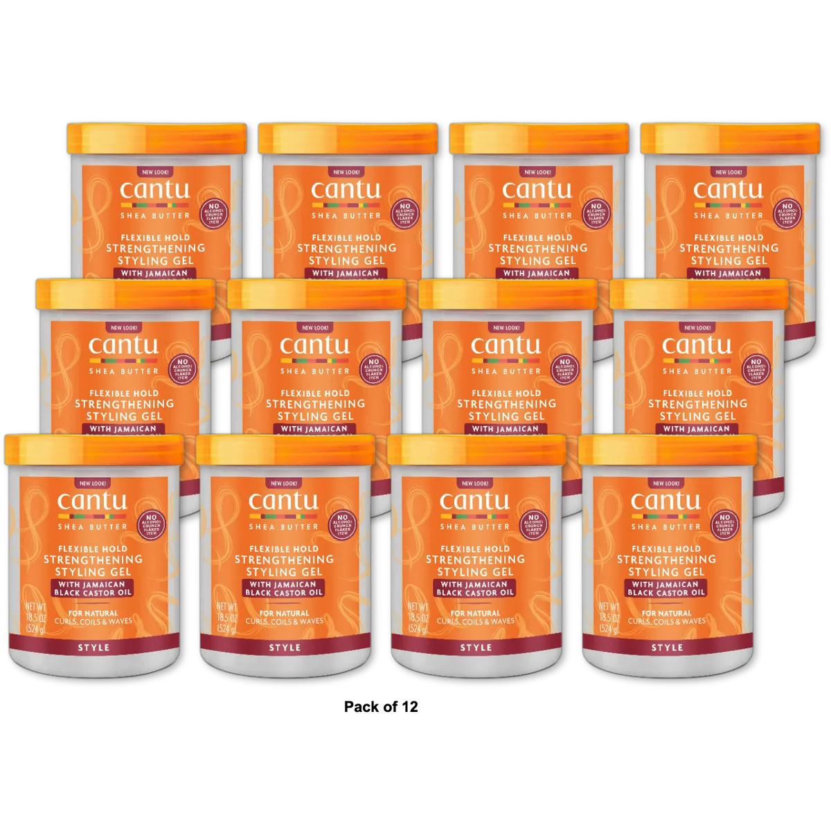 Cantu Shea Butter Maximum Hold Strengthening Styling Gel 18.5Oz (Pack of 12)