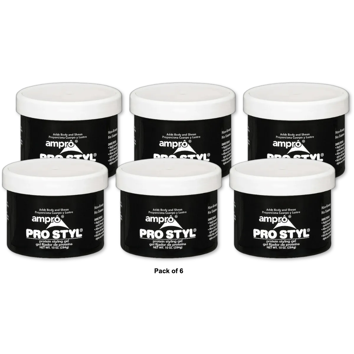 Ampro Pro Styl Protein Hair Styling Gel 10Oz (Pack of 6)