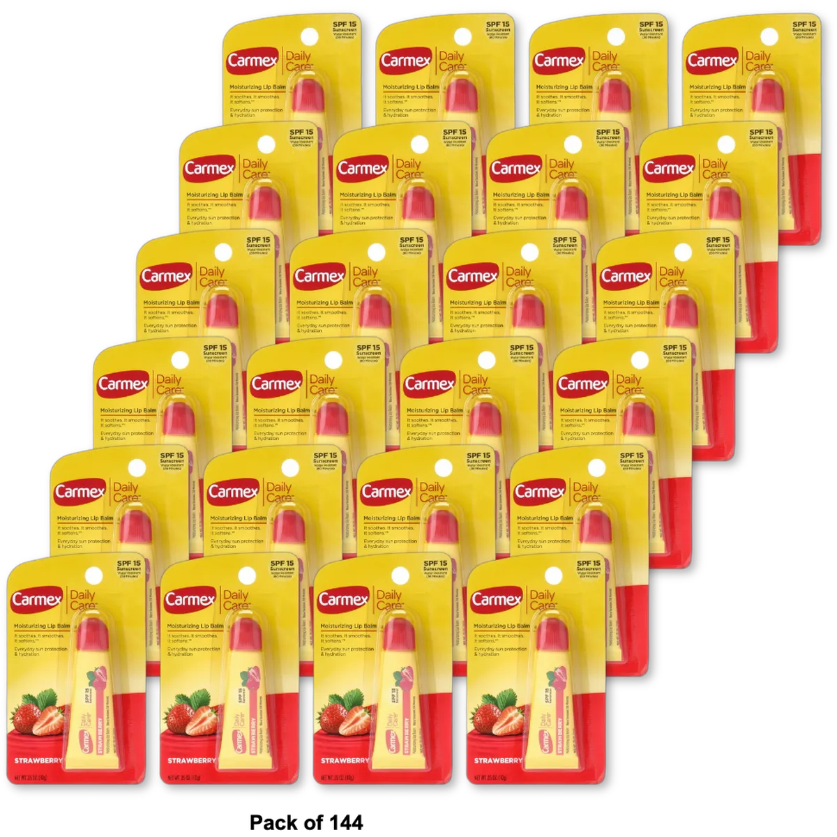 Carmex Daily Care Lip Balm Strawberry SPF 15 0.35Oz (Pack of 144)