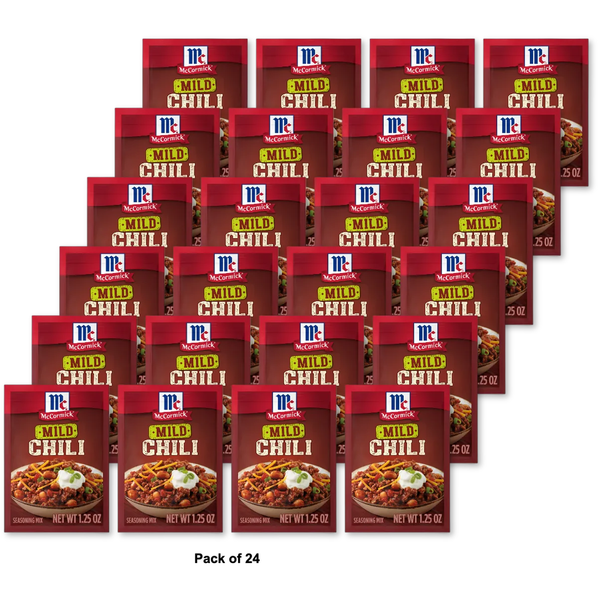 McCormick MILD CHILI Seasoning Mix 1.25oz (Pack of 24)