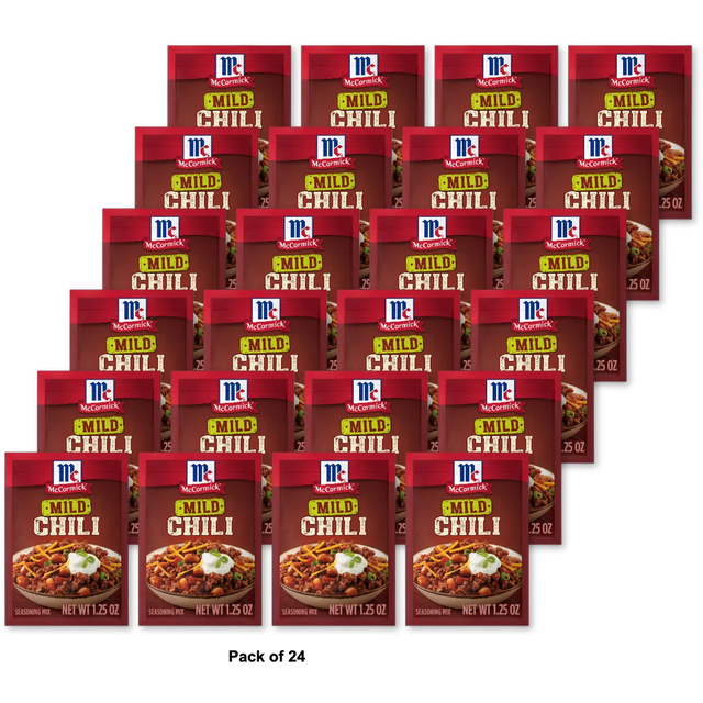 McCormick MILD CHILI Seasoning Mix 1.25oz (Pack of 24)