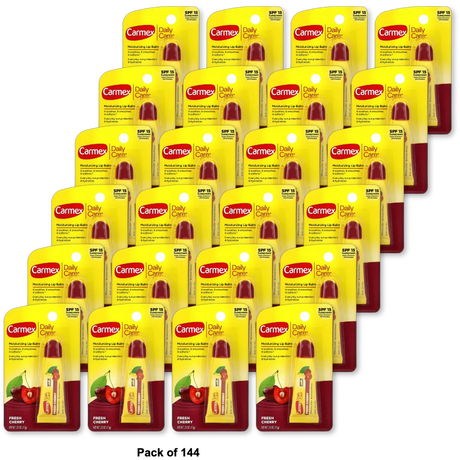 Carmex Daily Care Moisturizing SPF 15 Lip Balm Fresh Cherry 0.35Oz (Pack of 144)