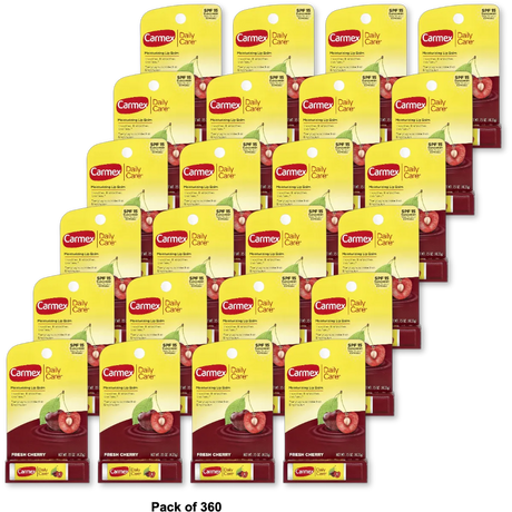 Carmex Daily Care SPF 15 Moisturizing Lip Balm Fresh Cherry 0.35Oz (Pack of 360)