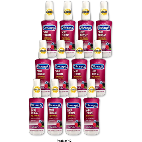 Chloraseptic Max Strength Sore Throat Spray Wild Berries 4Oz (Pack of 12)