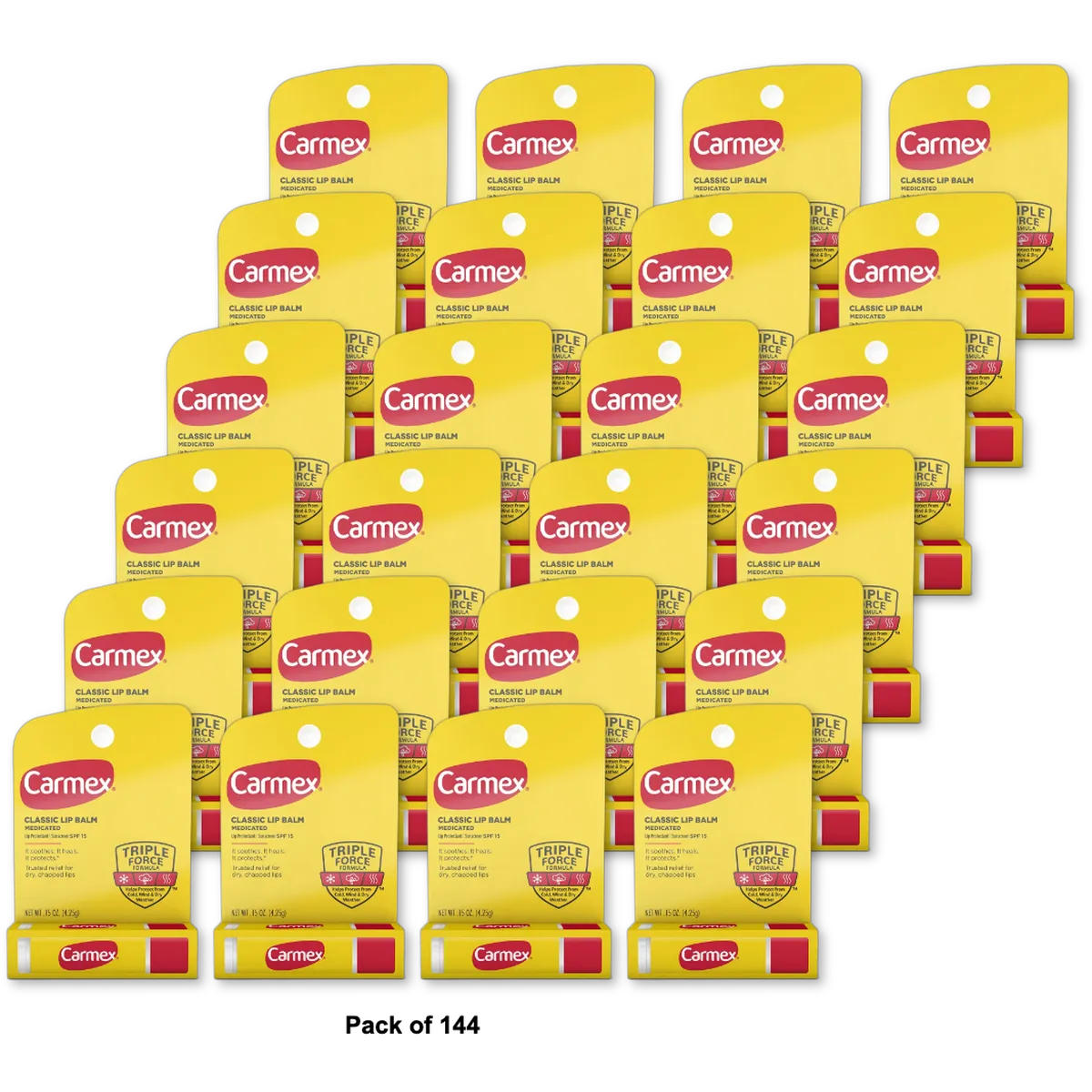 Carmex Lip Balm Everyday Protecting Original 0.15Oz (Pack of 144)