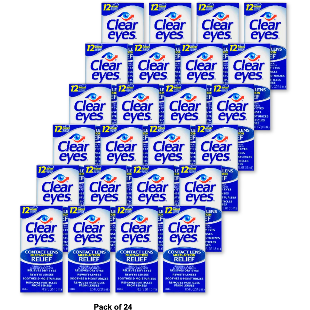 Clear Eyes Clear Contact Lens Relief Eye Drops0.5Oz (Pack Of 24)
