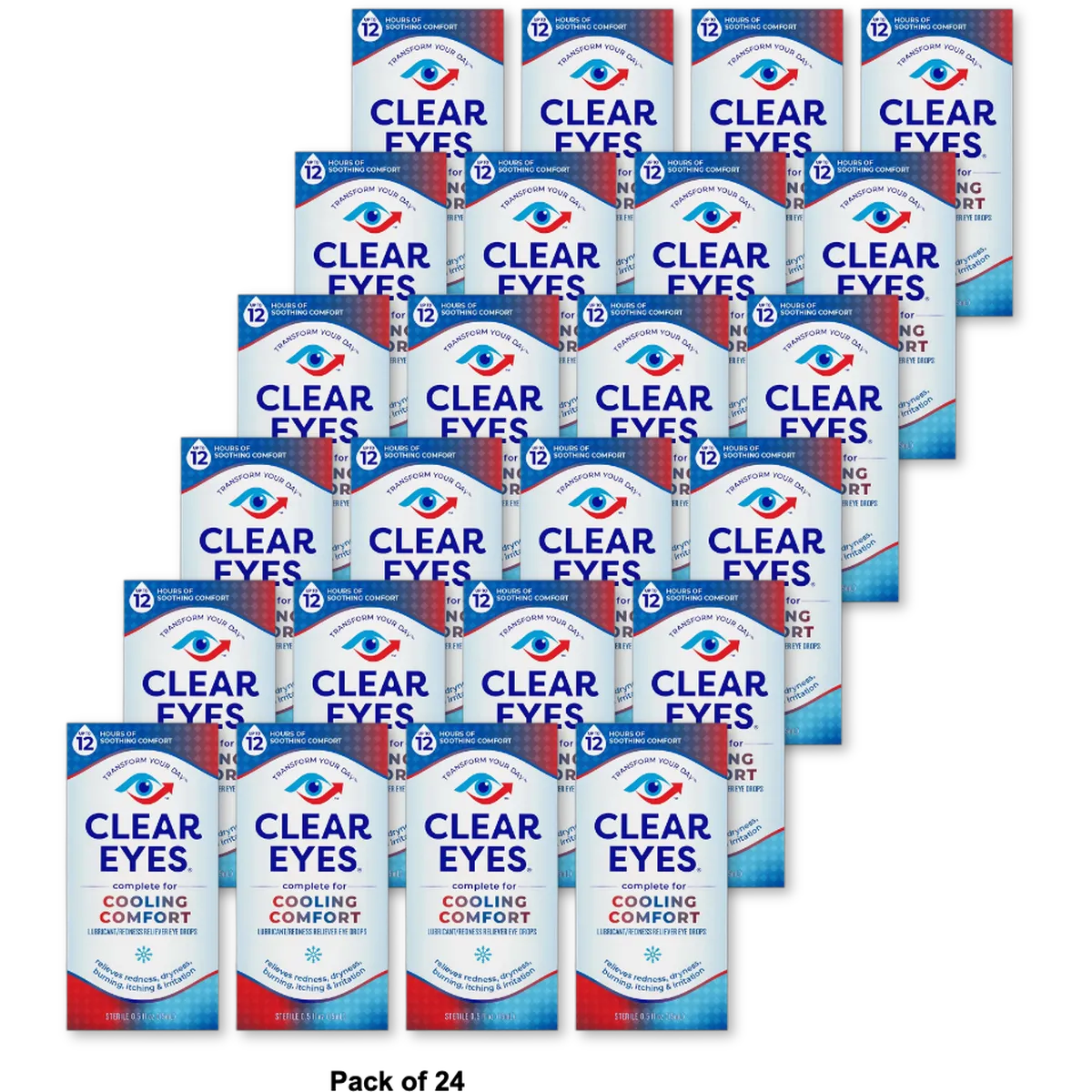 Clear Eyes Cooling Comfort Redness Relief Eye Drops0.5Oz (Pack Of 24)