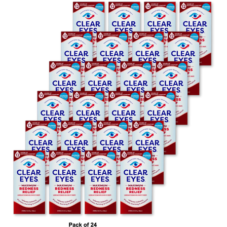 Clear Eyes Maximum Redness Relief Lubricant Eye Drops 0.5Oz (Pack Of 24)