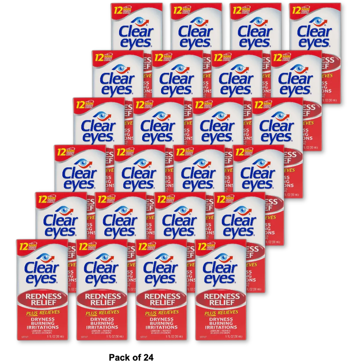Clear Eyes Redness Relief Eye Drops Soothes & Moisturizes 1Oz (Pack of 24)