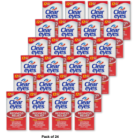 Clear Eyes Redness Relief Eye Drops Soothes & Moisturizes 1Oz (Pack of 24)