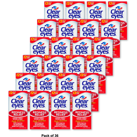 Clear Eyes Redness Relief Eye Drops 0.5Oz (Pack of 36)