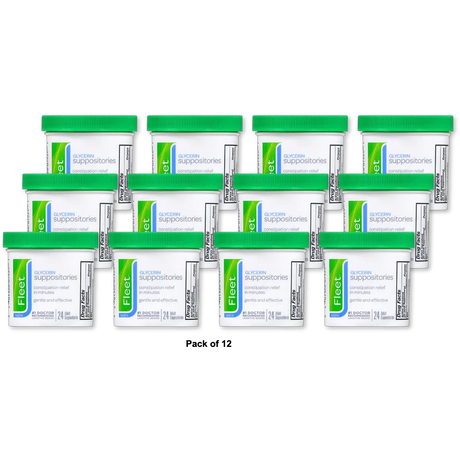 Fleet Glycerin Laxative Adult Suppositories Jar24 Ea 3.21oz (Pack of 12)