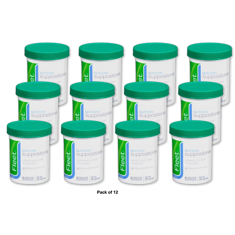 Fleet Glycerin Suppositories Adult Laxative Jar 3.36oz (Pack of 12)