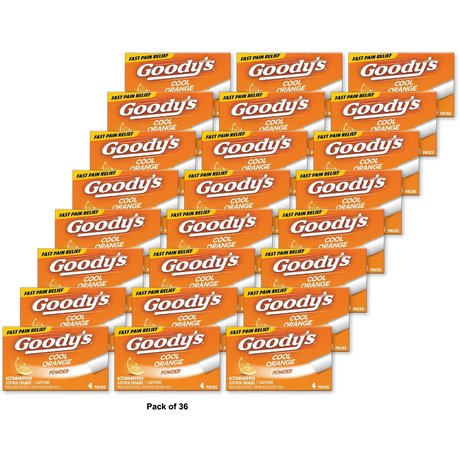 Goodys Extra Strength Headache Powder Cool Orange Flavor Dissolve Packs 4oz (Pack of 36)