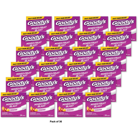 Goodys Extra Strength Headache Powder Mixed Fruit Blast Flavor 2.24oz (Pack of 36)