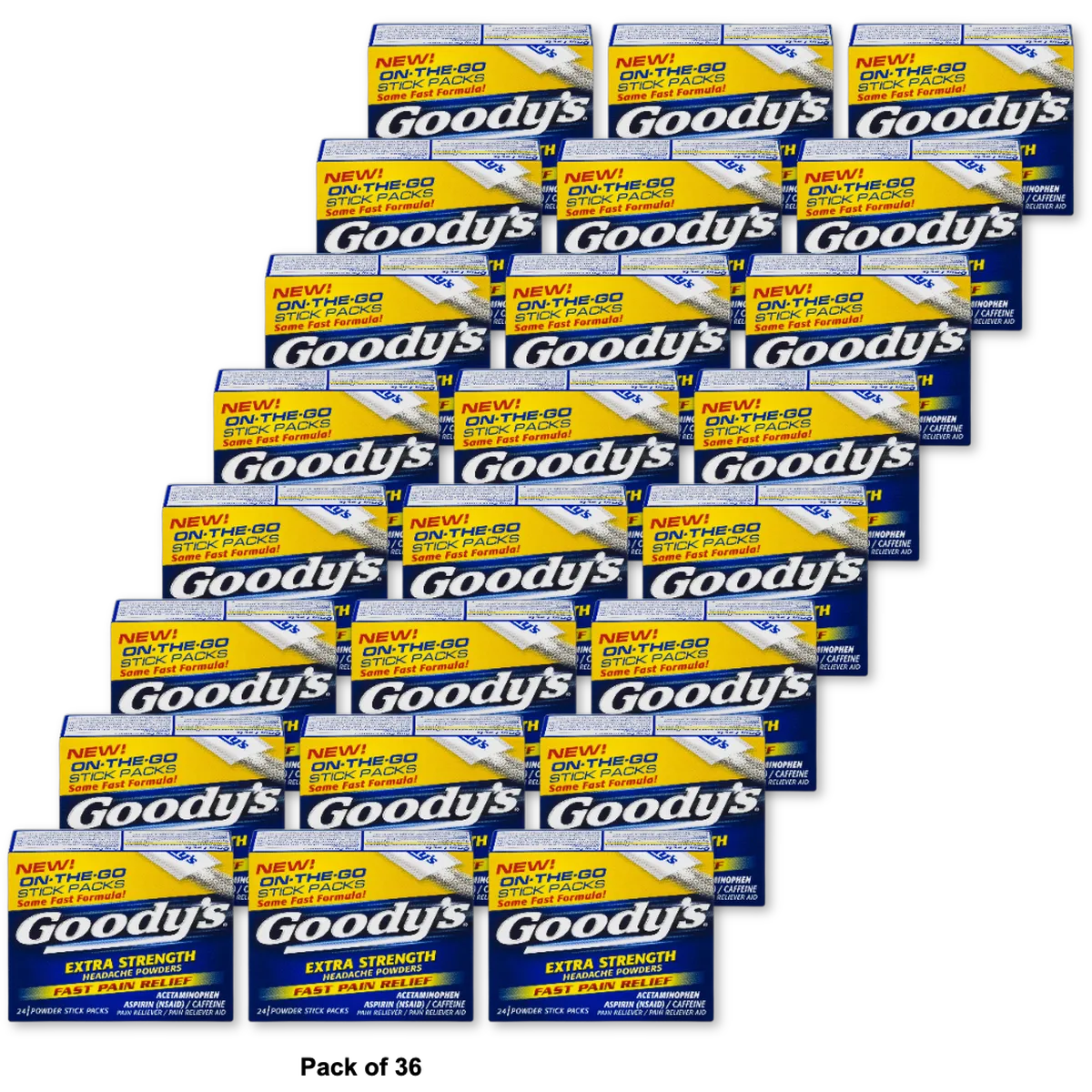 Goodys Extra Strength Headache Powders For Fast Pain Relief 1.44oz (Pack of 36)