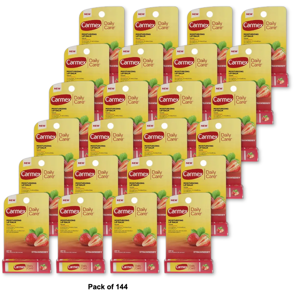 Carmex Moisturizing Strawberry Lip Balm Stick SPF15 0.35Oz (Pack of 144)