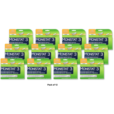 Monistat 3 Vaginal Antifungal Ovule Inserts Combination Pack 0.58Oz (Pack Of 12)
