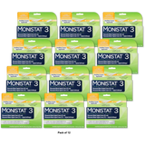 Monistat 3 Vaginal Antifungal Three-Day Treatment Cream Kit 3.52oz(Pack of 12)