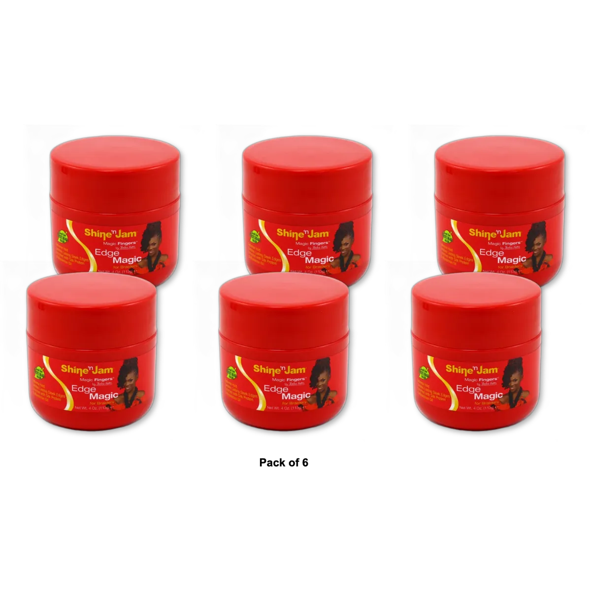 Ampro Shine N Jam Magic Fingers Edge Hair Gel 4Oz (Pack of 6)