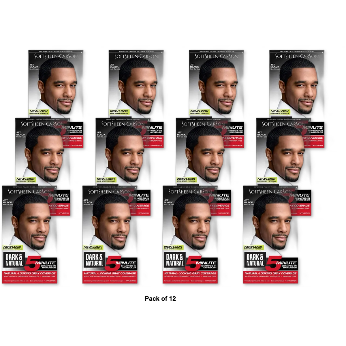 Dark And Natural Permanent Hair Color Jet Black Kit 0.4Oz(Pack of 12)