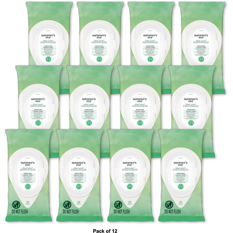Summers Eve Feminine Cleansing Cloths for Sensitive Skin Aloe Love 7.7oz(Pack of 12)
