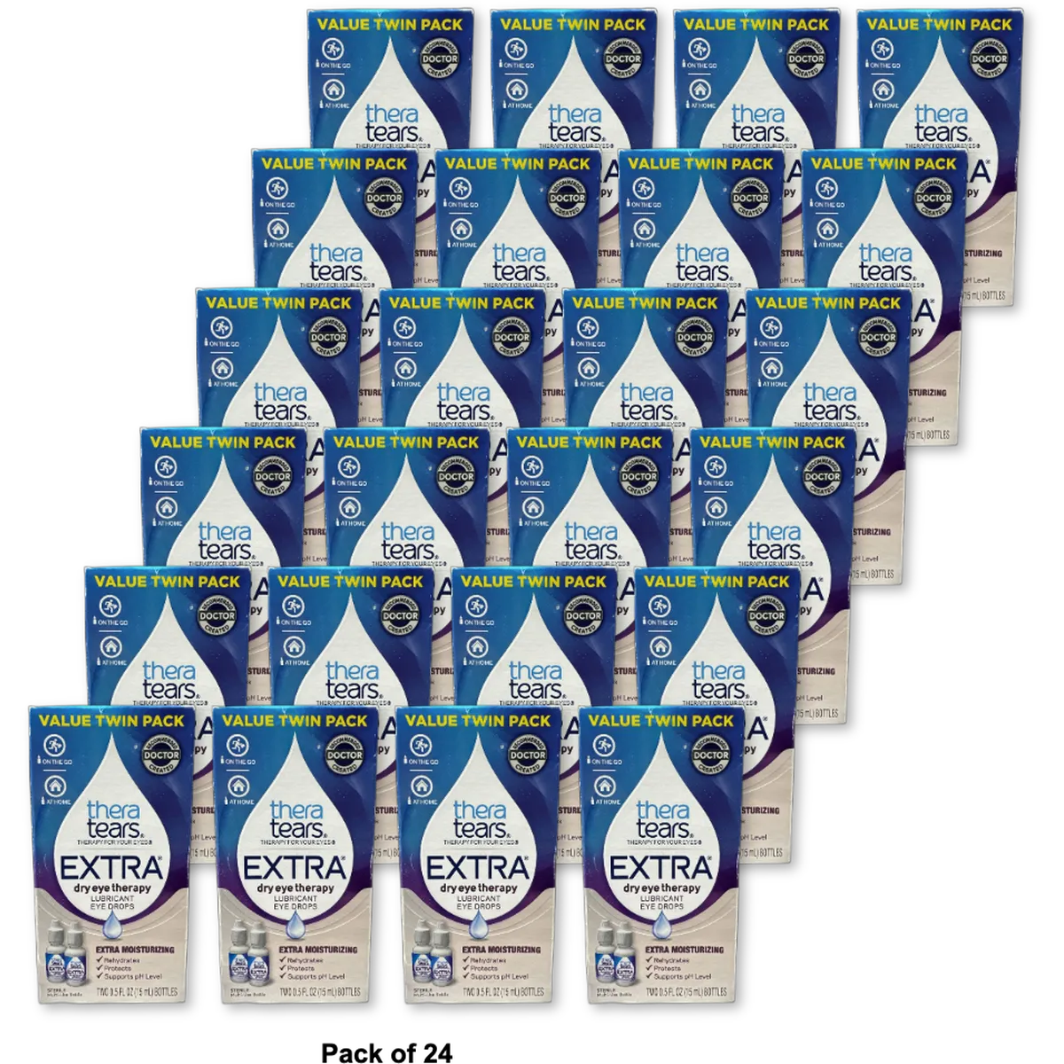 Thera Tears Extra Dry Eye Therapy Lubricant Eye Drops 0.5Oz (Pack Of 24)