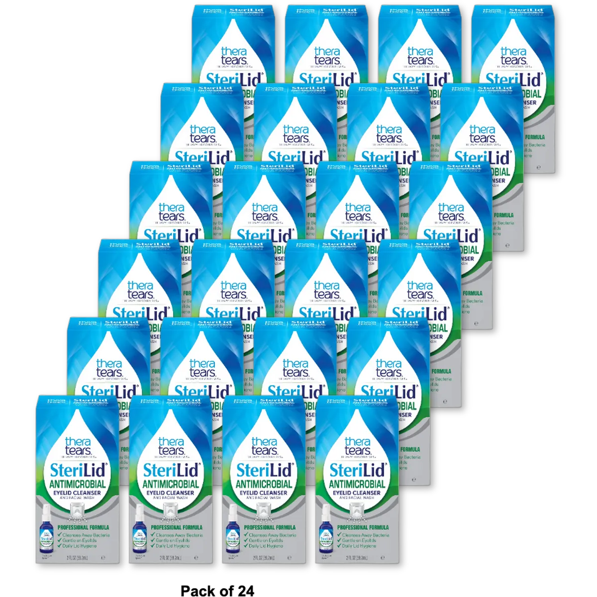 Thera Tears sterilid Antimicrobial Eyelid Cleanser and Face Wash 2Oz (Pack of 24)