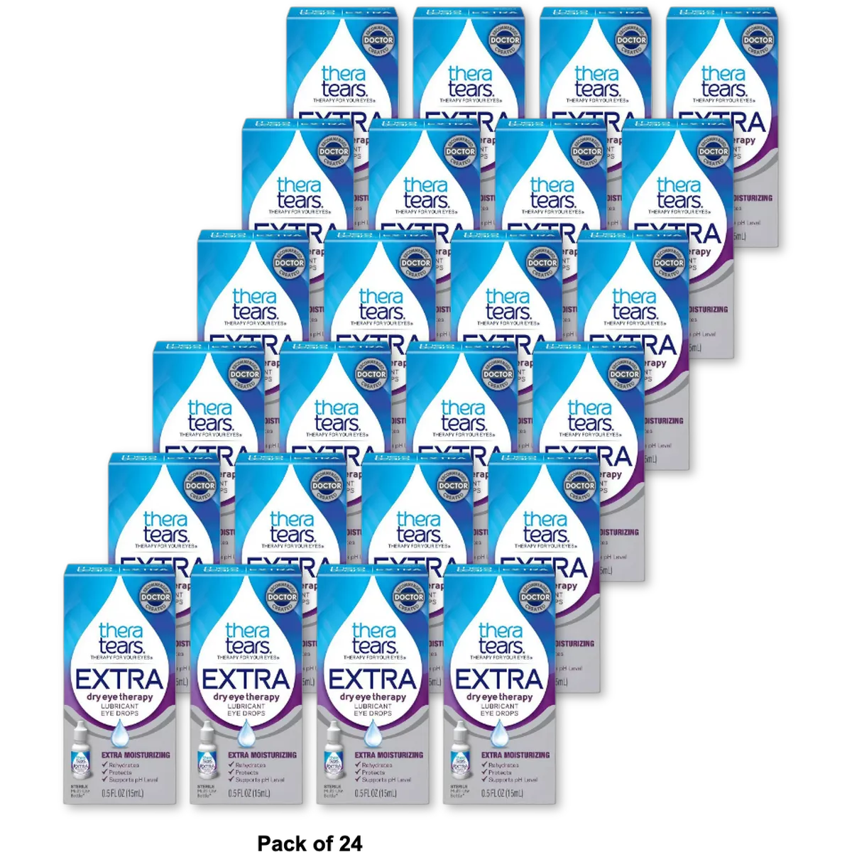 Theratears Extra Dry Eye Therapy Lubricating Eye Drops For Dry Eyes 0.5Oz (Pack Of 24)