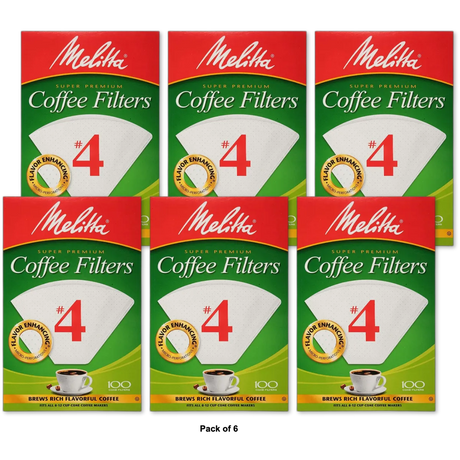 Melitta Natural Brown Paper Cone Coffee Filters 4 Size 128.16oz (Pack of 6)