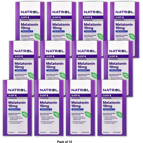 Natrol Melatonin Advanced Sleep 10 Mg Time Release Supplement Tablets 2.08oz (Pack of 12)
