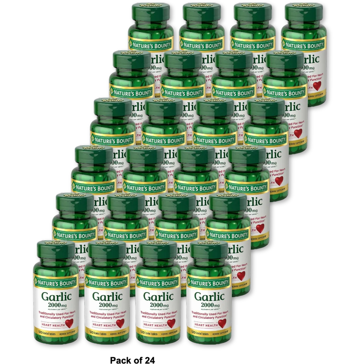 Garlic Odor Free (Coated ) 2000 Mg Herbal Supplement Tablets By Natures Bounty120 Ea 0.1Oz (Pack Of 24)