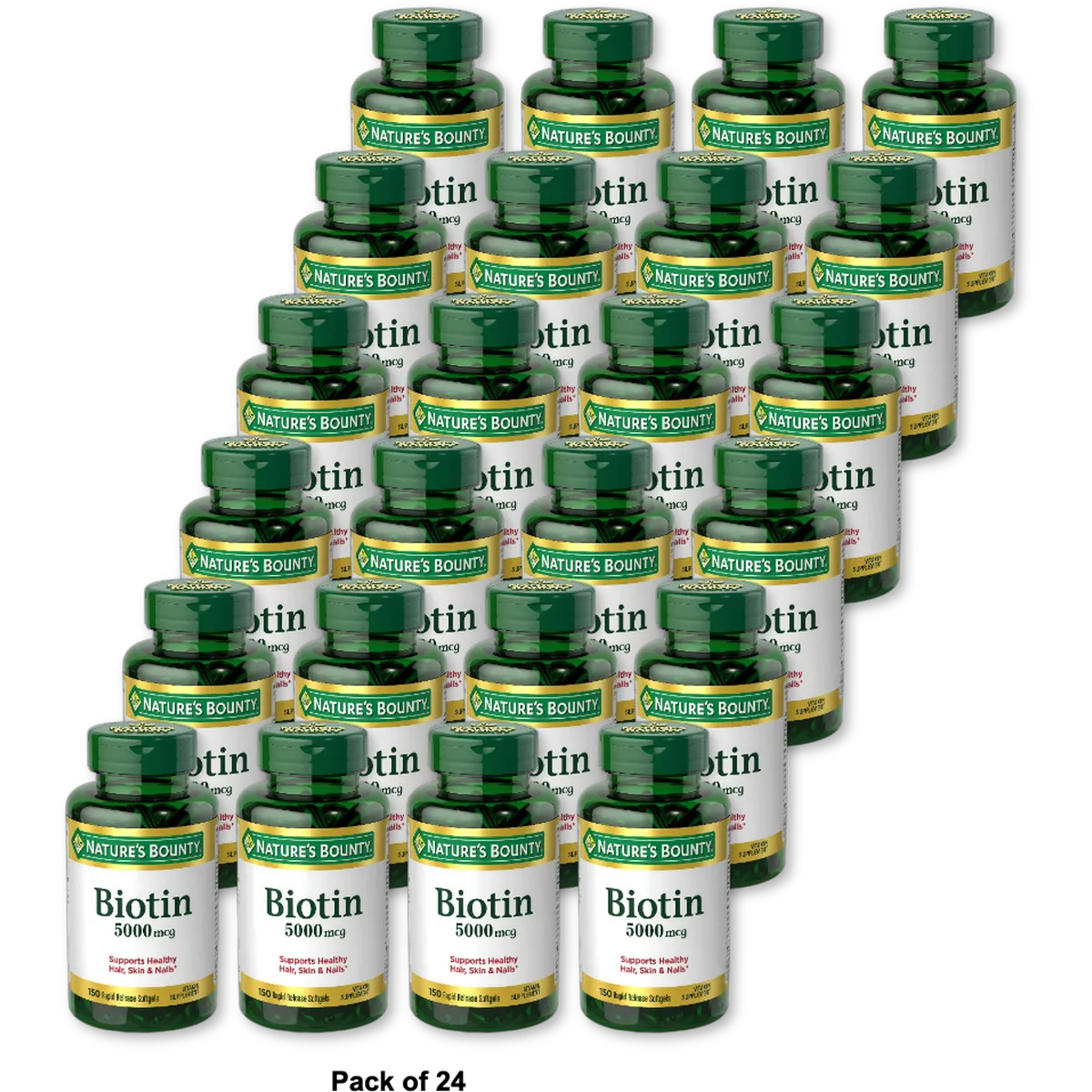 Natures Bounty Biotin 5000Mcg Softgels Promotes Hair Skin And Nails 2.33Oz (Pack of 24)