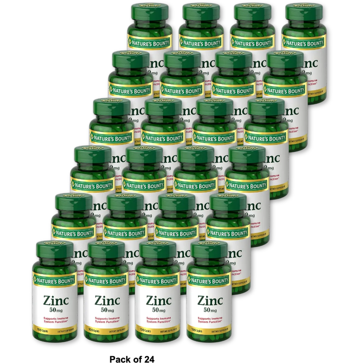 Natures Bounty Chelated Zinc Gluconate 50 Mg Caplets 7.05Oz (Pack of 24)