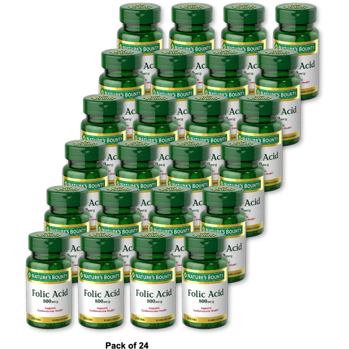 Natures Bounty Folic Acid 800 Mcg Maximum Strength Tablets 2.4Oz (Pack of 24)