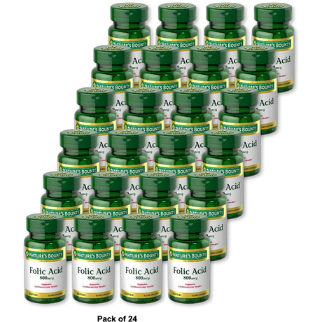 Natures Bounty Folic Acid 800 Mcg Maximum Strength Tablets 2.4Oz (Pack of 24)