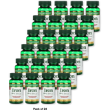 Nature's Bounty Iron 65mg 325mg Ferrous Sulfate Tablets 1.76Oz (Pack of 24)