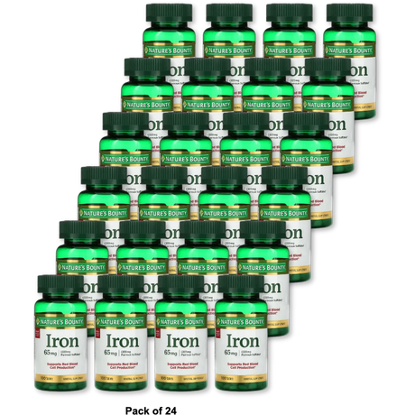 Nature's Bounty Iron 65mg 325mg Ferrous Sulfate Tablets 1.76Oz (Pack of 24)
