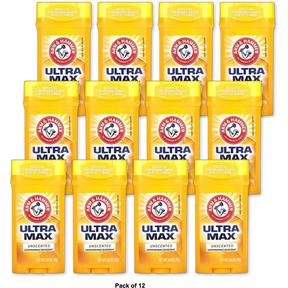 Arm & Hammer Ultramax Antiperspirant Deodorant Invisible Solid Unscented 2.6Oz (Pack of 12)