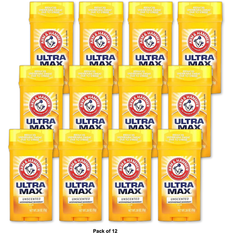 Arm & Hammer Ultramax Antiperspirant Deodorant Invisible Solid Unscented 2.6Oz (Pack of 12)