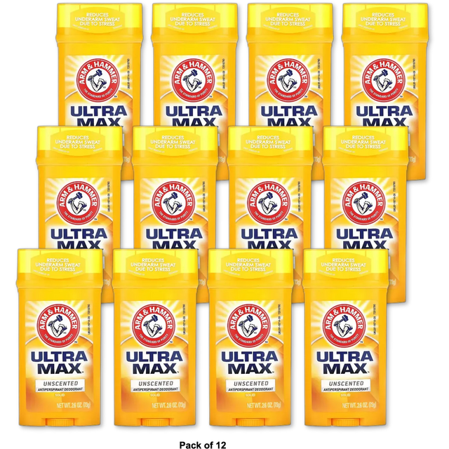 Arm & Hammer Ultramax Antiperspirant Deodorant Invisible Solid Unscented 2.6Oz (Pack of 12)