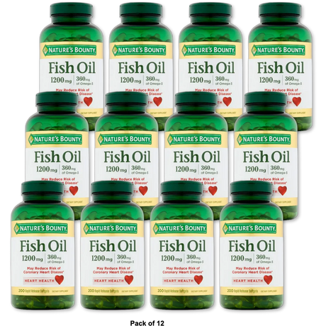 Natures Bounty Natural Fish Oil 1200 Mg Dietary Supplement Softgels180 Ea 12.96Oz (Pack of 12)