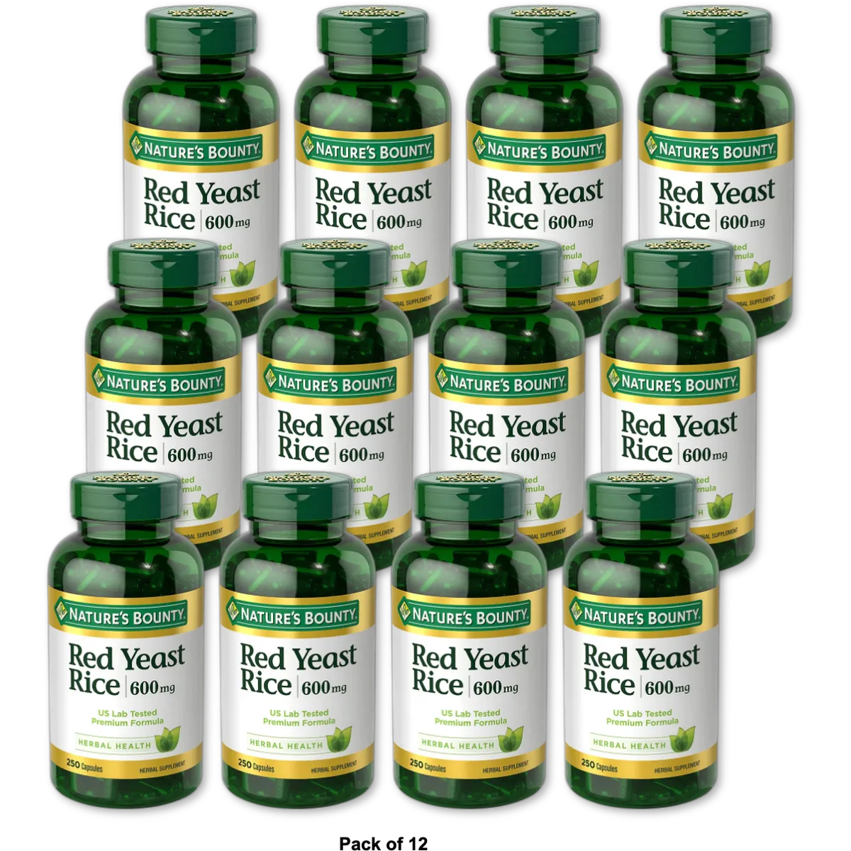 Natures Bounty Red Yeast Rice 600 Mg Capsules 4.8Oz (Pack of 12)