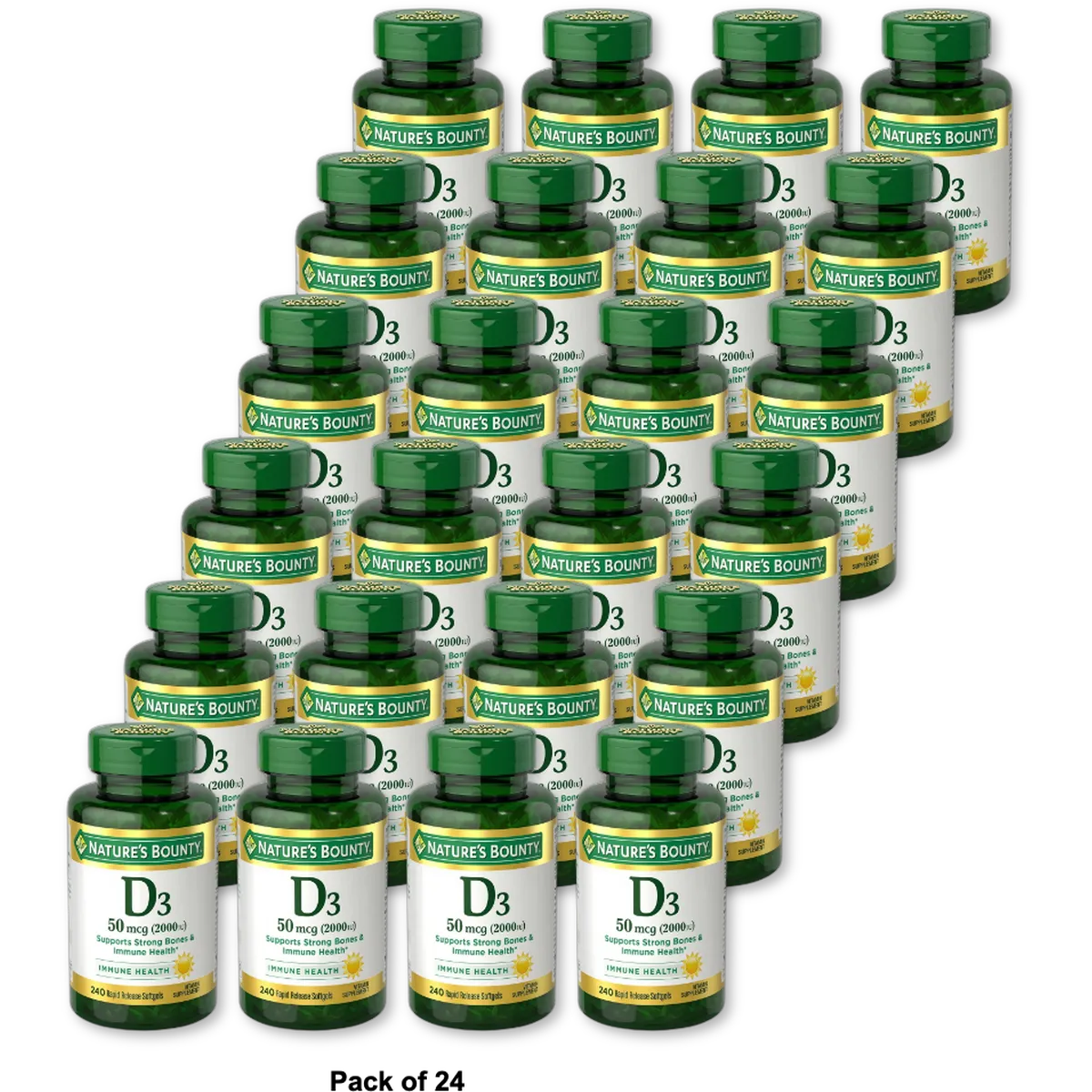 Natures Bounty Vitamin D3 2000 Iu Rapid Release Liquid Soft Gels 2.29Oz (Pack of 24)