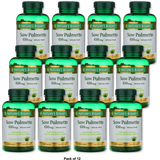 Saw Palmetto Natural Whole Herb 450 Mg Capsules For Men Health By Natures Bounty 1.38Oz(Pack of 12)