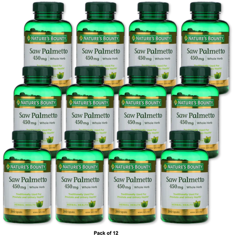Saw Palmetto Natural Whole Herb 450 Mg Capsules For Men Health By Natures Bounty 1.38Oz(Pack of 12)
