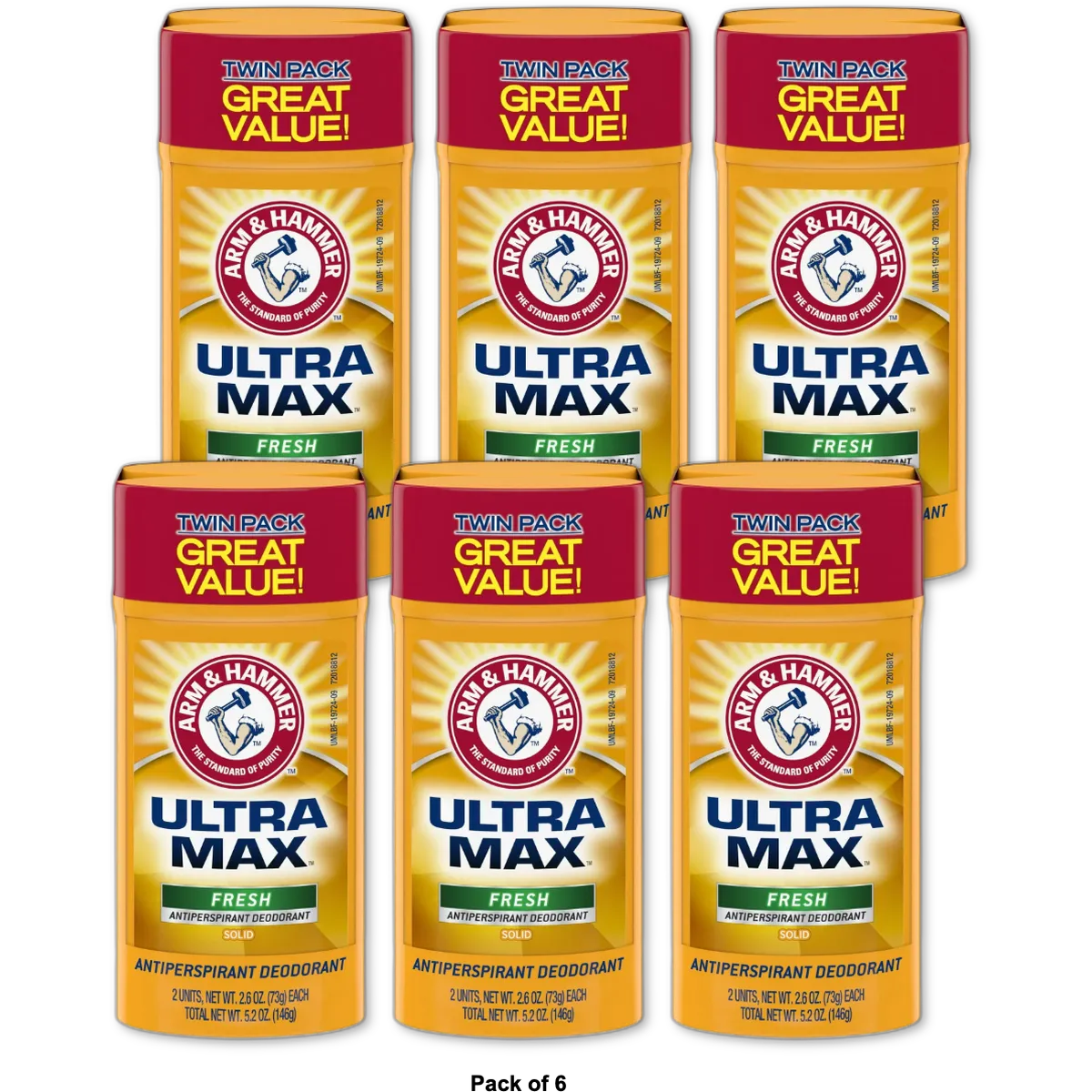 Arm & Hammer Ultramax Solid Antiperspirant And Deodorant Fresh2.6Oz (Pack Of 6)